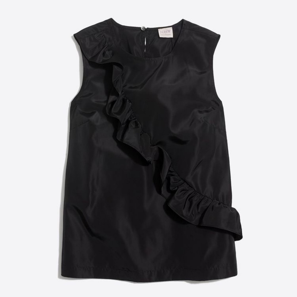 J.Crew Ruffle Front Top, Black, Size 6